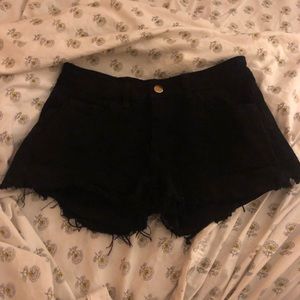 Black Mid Rise Denim Shorts